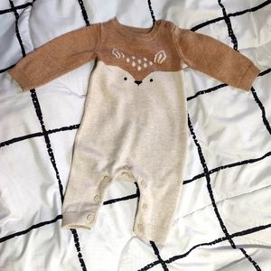Gymboree Baby Deer Tan and Cream Jumpsuit 0-3 months
